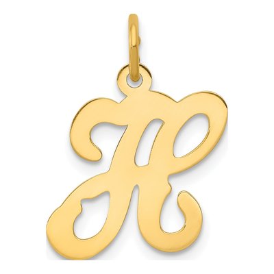 14K Yellow Gold Script Letter H Charm