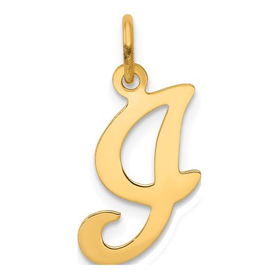 14K Yellow Gold Script Letter I Initial Charm