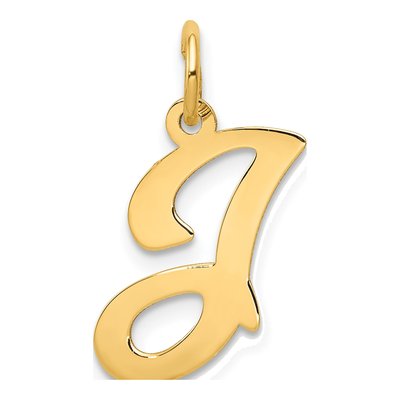 14K Yellow Gold Script Letter J Charm