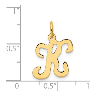 14K Yellow Gold Script Letter K Charm – view 5