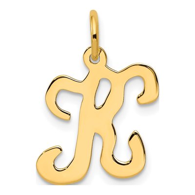 14K Yellow Gold Script Letter K Charm