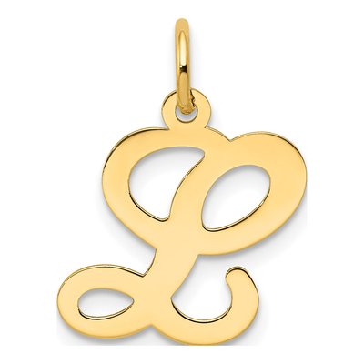 14K Yellow Gold Script Letter L Pendant