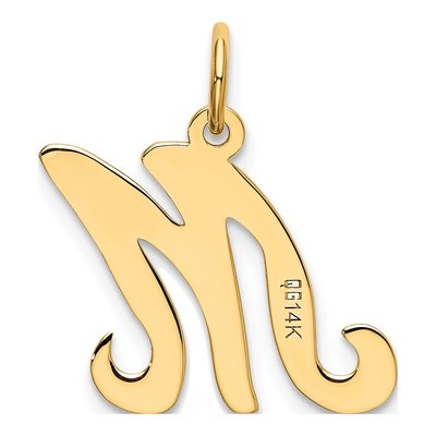 14K Yellow Gold Script Letter M Charm – view 4