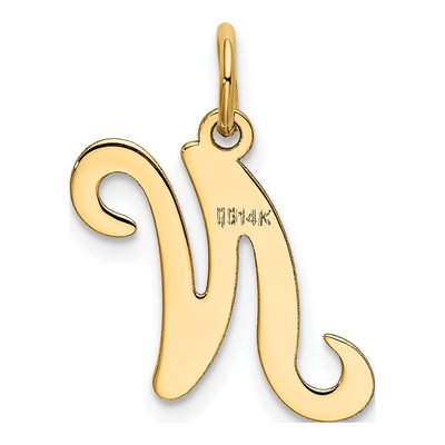14K Yellow Gold Script Letter N Charm – view 4