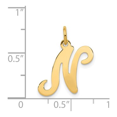 14K Yellow Gold Script Letter N Charm – view 5