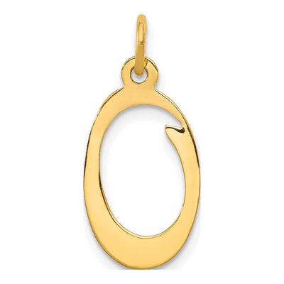 14K Yellow Gold Script Letter O Charm