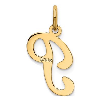 14K Yellow Gold Script Letter P Pendant – view 4