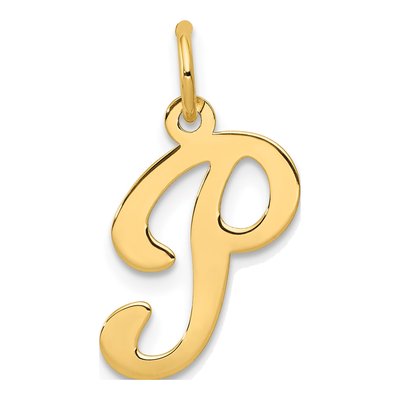 14K Yellow Gold Script Letter P Pendant