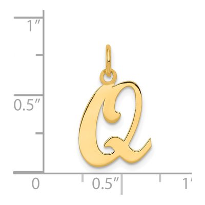 14K Yellow Gold Script Letter Q Charm – view 5