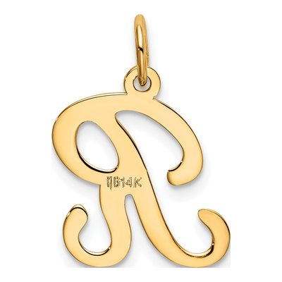 14K Yellow Gold Script Letter R Charm – view 4