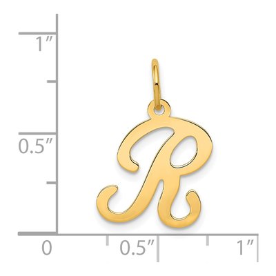 14K Yellow Gold Script Letter R Charm – view 5