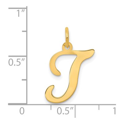 14K Yellow Gold Script Letter T Pendant – view 5