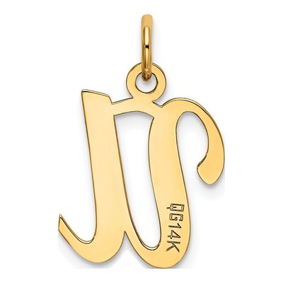 14K Yellow Gold Script Letter U Charm – view 4