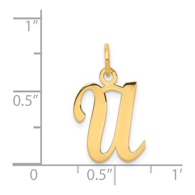 14K Yellow Gold Script Letter U Charm – view 5
