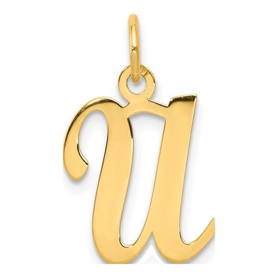 14K Yellow Gold Script Letter U Charm