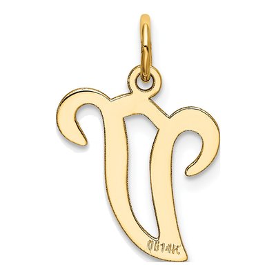 14K Yellow Gold Script Letter V Charm – view 4