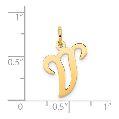 14K Yellow Gold Script Letter V Charm – view 5
