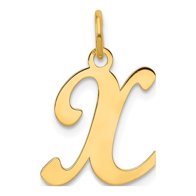 14K Yellow Gold Script Letter X Charm
