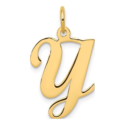 14K Yellow Gold Script Letter Y Charm