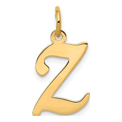 14K Yellow Gold Script Letter Z Charm