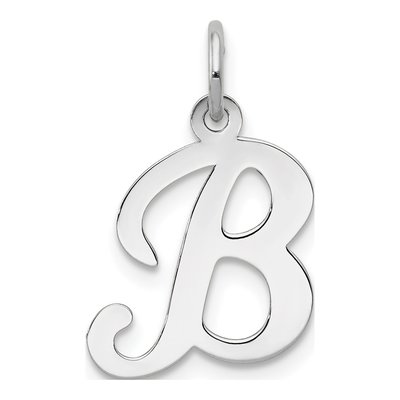 14K White Gold Script Letter B Charm