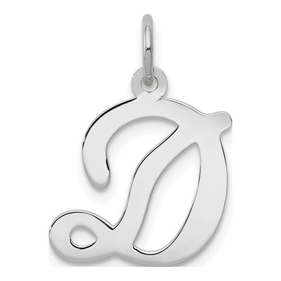 14K White Gold Script Letter D Charm