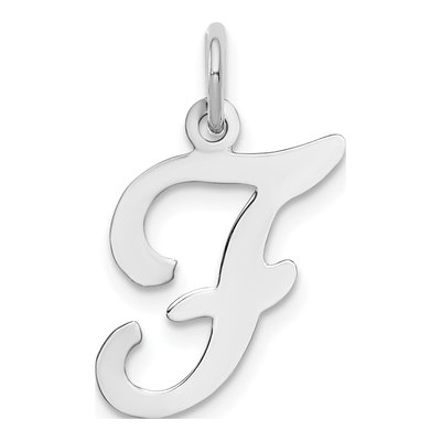 14K White Gold Script Letter F Pendant