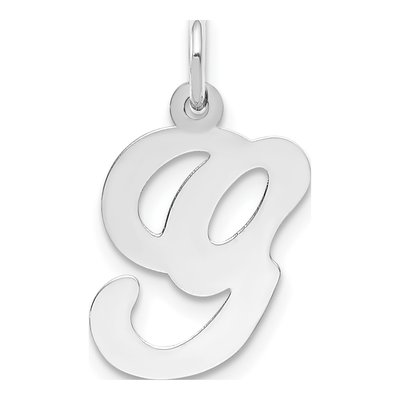 14K White Gold Script Letter G Charm