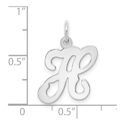 14K White Gold Script Letter H Charm – view 4