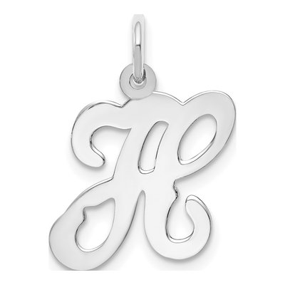 14K White Gold Script Letter H Charm