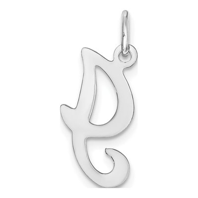 14K White Gold Script Initial I Pendant