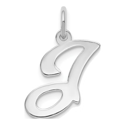 14K White Gold Script Letter J Charm