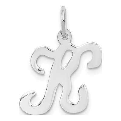 14K White Gold Script Letter K Pendant