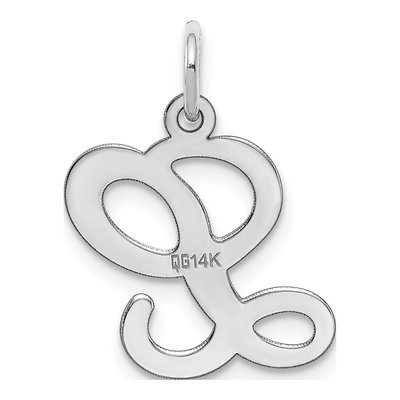 14K White Gold Script Letter L Pendant – view 4