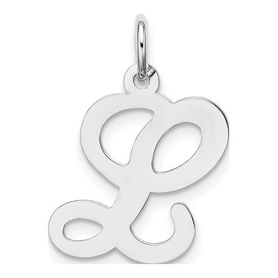 14K White Gold Script Letter L Pendant