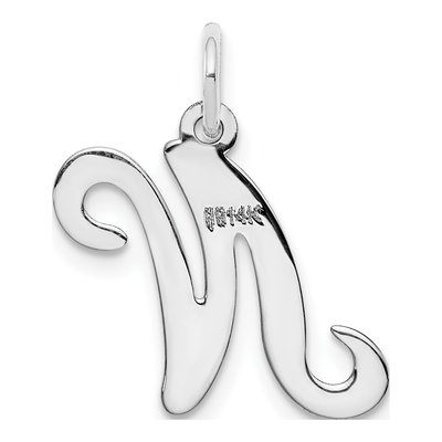 14K White Gold Script Letter N Pendant – view 5
