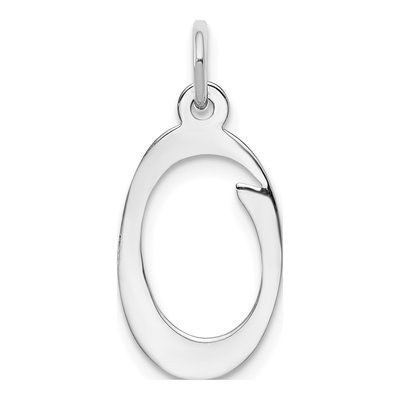 14K White Gold Script Letter O Pendant
