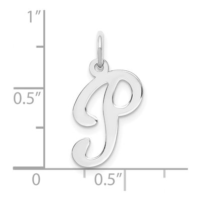 14K White Gold Script Letter P Charm – view 4