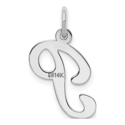 14K White Gold Script Letter P Charm – view 5