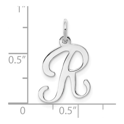 14K White Gold Script Letter R Charm – view 4