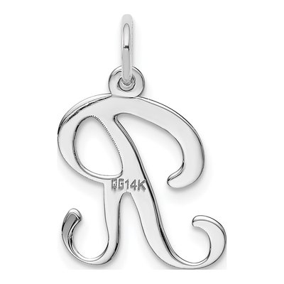 14K White Gold Script Letter R Charm – view 5