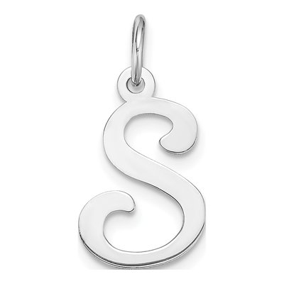 14K White Gold Script Letter S Pendant