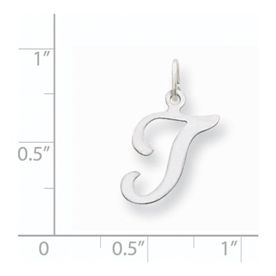 14K White Gold Script Letter T Charm – view 4