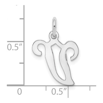 14K White Gold Script Letter V Pendant – view 4
