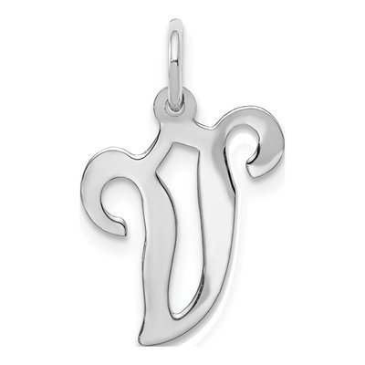 14K White Gold Script Letter V Pendant – view 5