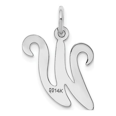 14K White Gold Script Letter W Pendant – view 5