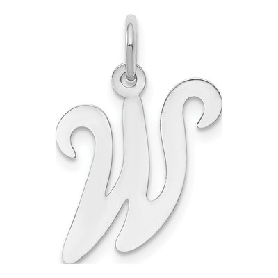 14K White Gold Script Letter W Pendant