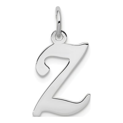 14K White Gold Script Letter Z Charm