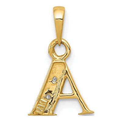 14K Yellow Gold Diamond Letter A Pendant – view 5