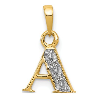 14K Yellow Gold Diamond Letter A Pendant